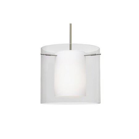 Besa Lighting Pahu 12 Stem Pendant, Clear/Opal, Satin Nickel Finish, 1x11W LED 1TT-C18407-LED-SN